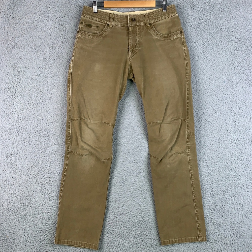 KUHL Kanvus Jean Pants Mens 34x34 Brown Outdoor Stretch Canvas Articulated Knee